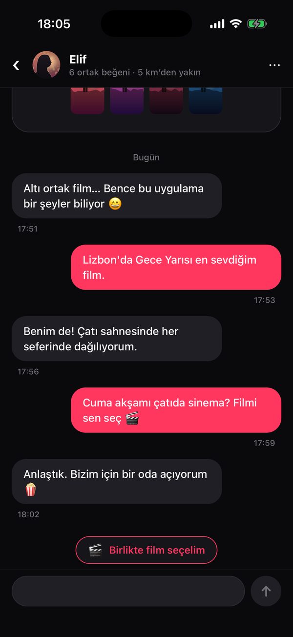 MovieForUs’ta bir sohbet: Elif ile altı ortak beğeni